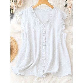 Loose-fitting Casual Vest With Short Sleeves (Option: White-0XL)