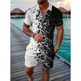 Polo Shirt Sports Short Sleeve Shorts Suit For Men (Option: Gradient black-M)
