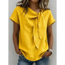 Women's Summer Short Sleeve Casual T-Shirt - Cotton Blend Lightweight Everyday Top For Daily Wear (Option: Yellow-S)