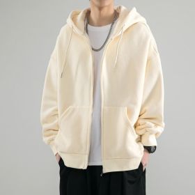 Men's Fashionable Loose All-match Zipper Cardigan Sweater Coat (Option: Apricot-S)