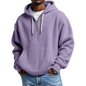 3D Printed Men's Double Hood Zipper Hooded Sweater (Option: Purple-S)