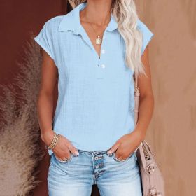 Women's Retro Cotton-linen Shirt (Option: Sky blue-L)