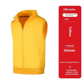 Vest Overalls Printing Net Coffee Catering Supermarket Volunteers (Option: 108 Yellow-S)
