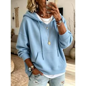 Womens Casual Loose-fitting Hoodie With Pockets And Long Sleeves (Option: Light Blue-S)