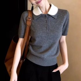 Simple Loose Comfortable Slimming Everyday Commuter Gray Top For Women (Option: Picture Color-S)