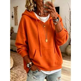 Womens Casual Loose-fitting Hoodie With Pockets And Long Sleeves (Option: Orange Red-S)