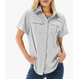 Multi-pocket Breathable UV-protective Lightweight Outdoor Shirt (Option: Light gray-S)