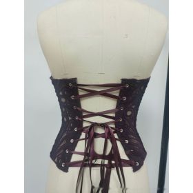 Sexy Hollow Out Corset Top Women Lace Double-layer Streetwear Party Club Corset Clothing (Option: Dark Purple-XS)