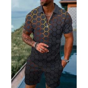 Polo Shirt Sports Short Sleeve Shorts Suit For Men (Option: Platinum-S)