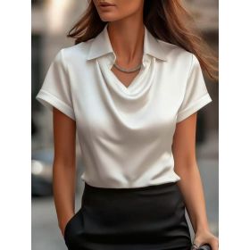 Simple Boat-neck Blouse For Women (Option: White-S)