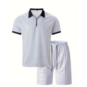 Polo Shirt Sports Short Sleeve Shorts Suit For Men (Option: White-S)
