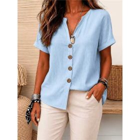 Womens European And American-style Cardigan (Option: Light blue-3XL)