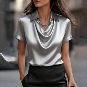 Simple Boat-neck Blouse For Women (Option: Gray-S)