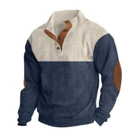 Spring And Autumn New Men's Stand-up Base Shirt Casual Sports Pullover (Option: Navy Blue-S)