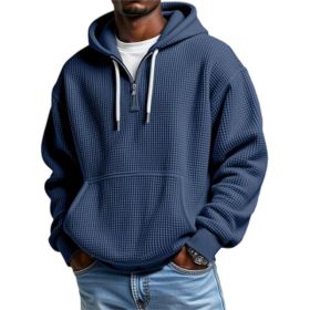 3D Printed Men's Double Hood Zipper Hooded Sweater (Option: Navy Blue-S)