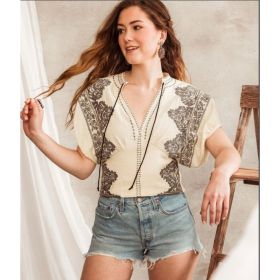 Bat Sleeve Short Sleeved Top (Option: Apricot-S)