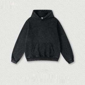 Men's Fashion Retro Velvet Padded Hooded Sweatshirt (Option: Vulcanized Black-M-Tops)