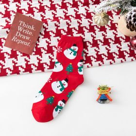 4 Pairs Christmas Socks Woman Funny Santa Claus Christmas snowman Socks Kawaii Cartoon Animal Girl Cute Novel Christmas Gift Socks (Color: Red, size: one size)