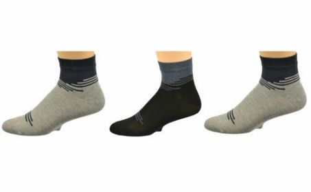 Men's Rayon Socks, Performance Ankle Sock, 3-Pair Pack (Color: Gray Black Gray)