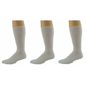 Diabetic Men's Socks Arthritic Cotton Crew Cushioned 3 Pair Pack (Color: White)