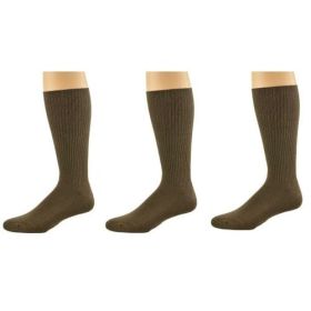 Diabetic Men's Socks Arthritic Cotton Crew Cushioned 3 Pair Pack (Color: Brown)