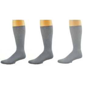 Diabetic Men's Socks Arthritic Cotton Crew Cushioned 3 Pair Pack (Color: Gray)