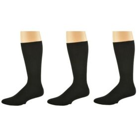 Diabetic Men's Socks Arthritic Cotton Crew Cushioned 3 Pair Pack (Color: Black)