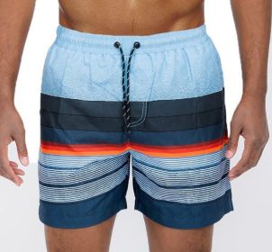 Blue stripes Swim Trunks Board Shorts (Color: Blue, size: 3XL)
