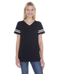 Ladies' Football T-Shirt - BLACK/ WHITE - 2XL (Color: BLACK/ WHITE, size: XL)