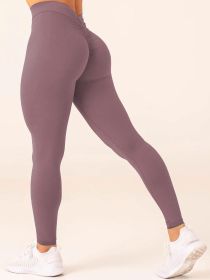 High Waist Yoga Pants For Women, Seamless, Scrunch Butt, Elastic, Ultra-Soft Comfort Fit, Solid Color Sports Leggings (Color: Brown, size: L)