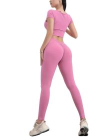 High Waist Yoga Pants For Women, Seamless, Scrunch Butt, Elastic, Ultra-Soft Comfort Fit, Solid Color Sports Leggings (Color: Pink, size: M)