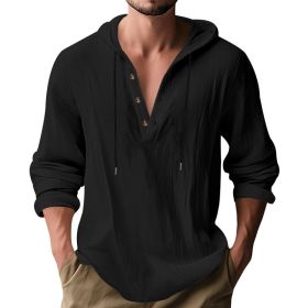 Hooded Casual Loose-fitting T-shirt Sweater For Men (Option: Black-S)