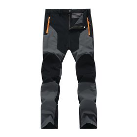 Outdoor Stretch Charging Men's Windproof Waterproof And Hard-wearing Breathable Quick-drying Pants (Option: Dark gray-L)