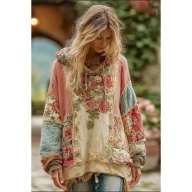 Vintage Hooded Jacket Versatile Lace-up Printed Sweatshirt (Option: Style1-XL)