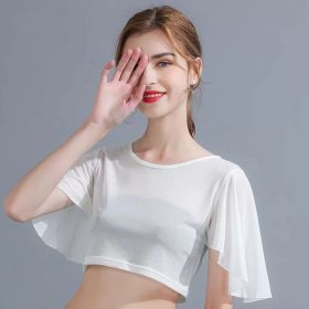 Arms Hiding One-suit Skirt All-match Ultra-thin See-through Mesh T-shirt (Option: White-M)