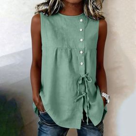 Loose-fit Sleeveless Shirt Blouse For Women (Option: Mint Green-S)