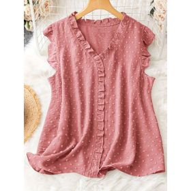 Loose-fitting Casual Vest With Short Sleeves (Option: Peach-0XL)