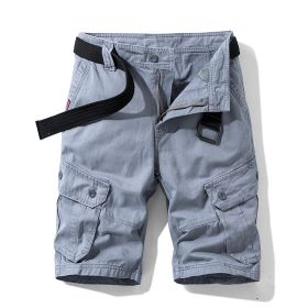 Solid Color Multi-pocket Cargo Shorts Men (Option: Grey-30)