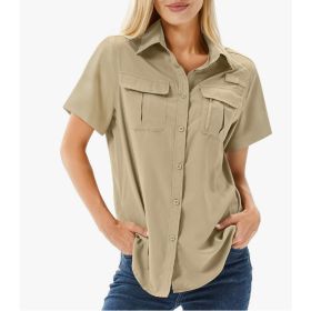 Multi-pocket Breathable UV-protective Lightweight Outdoor Shirt (Option: Mud Yellow-S)