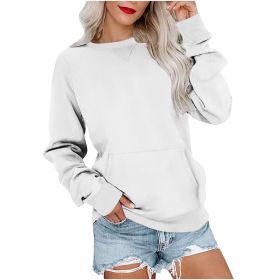 Women's Pin Solid Color Round Neck Loose Long-sleeved Sweater (Option: White-S)