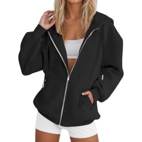 Laid-back Casual Figure-flattering Cardigan Top (Option: Black-S)