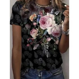 New Short-sleeved Crewneck T-shirt Printed Casual Top For Summer (Option: XXL)