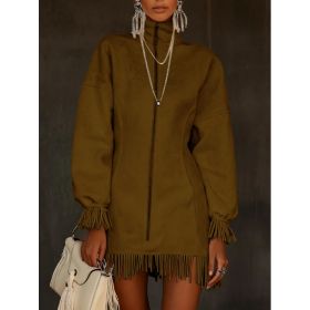Women's Casual Tassel Zipper Sweatshirt Dress (Option: 3style-XXL)