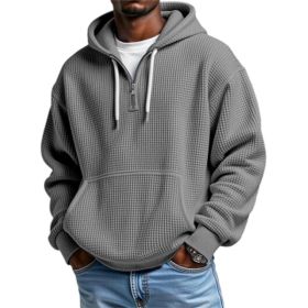 3D Printed Men's Double Hood Zipper Hooded Sweater (Option: Gray-M)