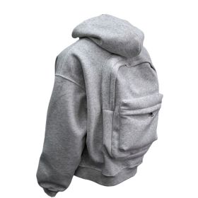 Backpack Men's Loose Sports And Leisure Hooded Zipper Sweatshirt (Option: Gray-M)
