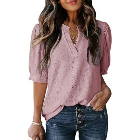 Women's Summer Business Casual Blouse V-neck Short Sleeve Shirt (Option: style1-XXL)