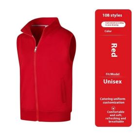 Vest Overalls Printing Net Coffee Catering Supermarket Volunteers (Option: 108 Style Red-4XL)