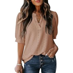 Women's Summer Business Casual Blouse V-neck Short Sleeve Shirt (Option: style3-XXL)