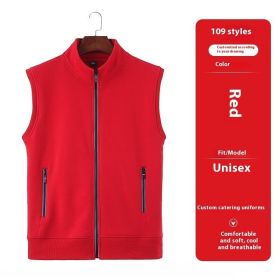 Vest Overalls Printing Net Coffee Catering Supermarket Volunteers (Option: 109 Style Red-2XL)
