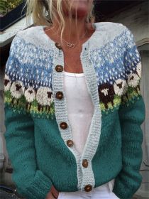 3D Digital Printing Cardigan Knitted Coat (Option: Style2-S)